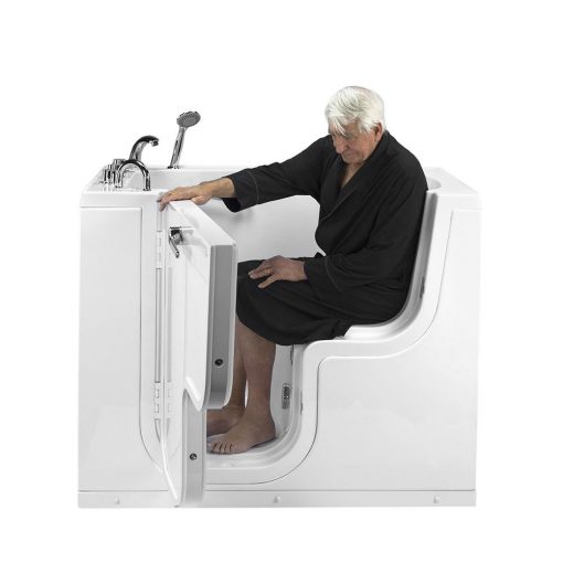 Ella Transfer60 L-Shaped Outward Swing Door Wheelchair Accessible Acrylic Walk-In Bathtub with 2″ Dual Drain