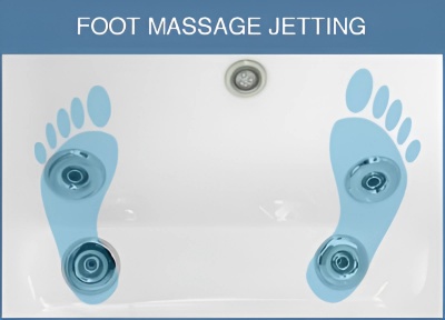 Walk-in tub with foot massage jetting system