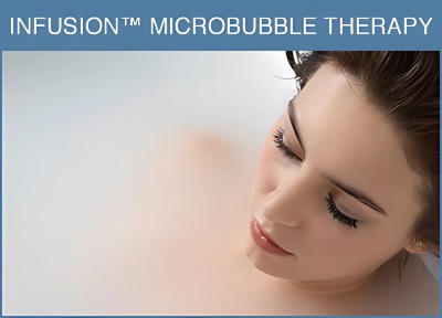 Woman relaxing in microbubble therapy bath