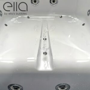 auto purge system flushing water from air jet lines inside white walk in tub