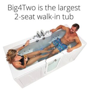 Big4Two Two Seat Acrylic Outward Swing Door Walk-In Bathtub with Independently Operated Foot Massage