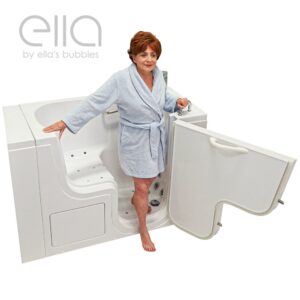 Ella Transfer26 L-Shaped Outward Swing Door Wheelchair Accessible Acrylic Walk-In Bathtub with 2″ Dual Drain