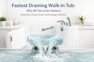 Fastest Draining Walk-In Tub: Why 80 Seconds Matters (And How Dual Drain Technology Works)
