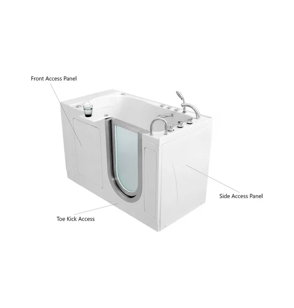 Ella Elite walk-in tub: front, side and toe-kick access panels