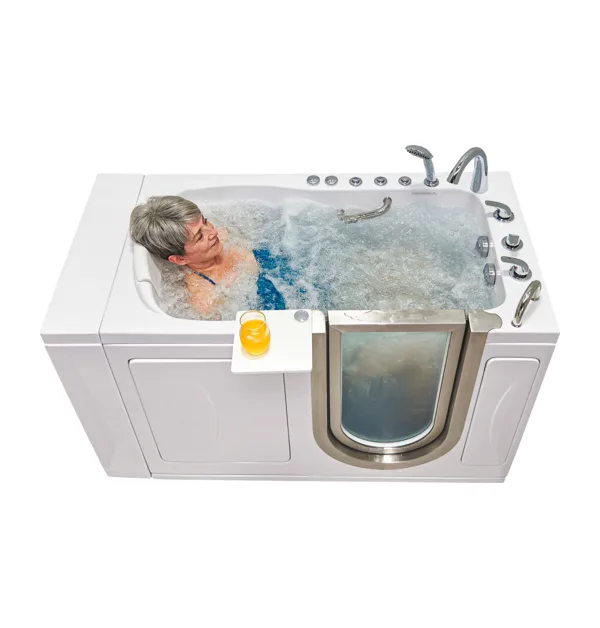 Ella Elite acrylic walk-in tub with stainless steel and glass door